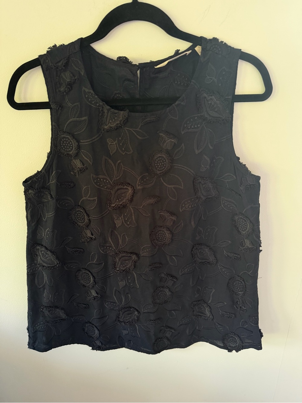 Soft Surroundings navy Floral Appliqué Sleeveless Top